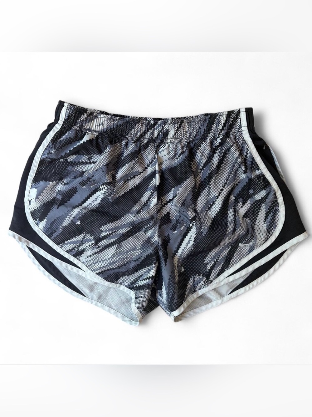 Nike black grey camo print shorts with built in shorts Women’s Size M